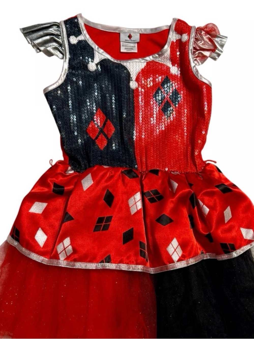 Halloween costume Girls Harley-Inspired Red and Black Sequin Costume Dress